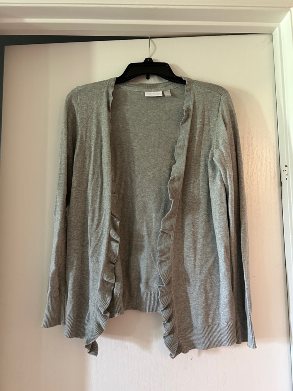 Children’s Place Light Gray Ruffle-Trim Open Cardigan Sweater